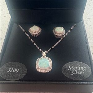 Sterling Silver Opal Jewelry Set